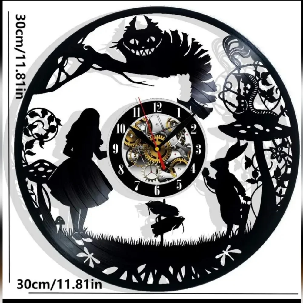 Alice in wonderland vinyl record wall clock